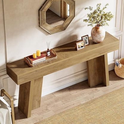 Tribesigns 70.9-Inch Long Console Table, Farmhouse Narrow Entryway Table Behind The Couch for Living Room, Hallway, Entrance, Foyer (Natural)