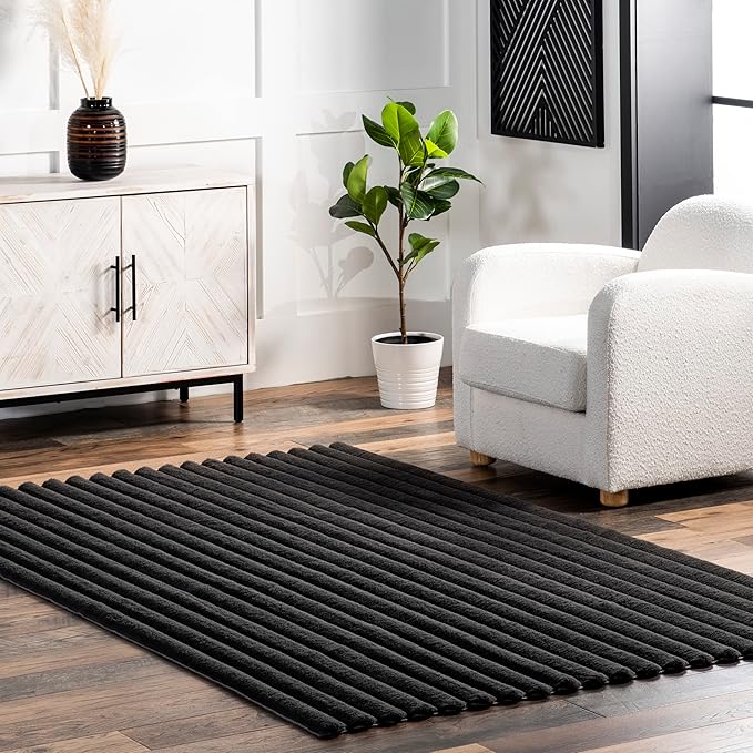 nuLOOM 7'6" x 9'6" Cozy Plush Area Rug, Machine Washable, Non-Slip, Soft Fluffy Shag Carpet for Living Room Bedroom Kids Room Nursery Home Decor, Kai Grey
