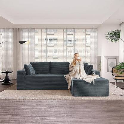 105''Sectional Cloud Couch with L Shaped Chaise,Modern Modular Sectional Sofa,Comfy Sectional Couches for Living Room,Bedroom,Apartment(Dark Grey, 105''W Right Facing Chaise)