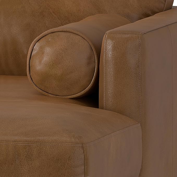 SIMPLIHOME Morrison Right Sectional Sofa in Full-Grain Genuine Leather, Caramel Brown, 102-inches Wide, L-Shaped Leather Couch with Right Chaise for the Living Room and Family Room