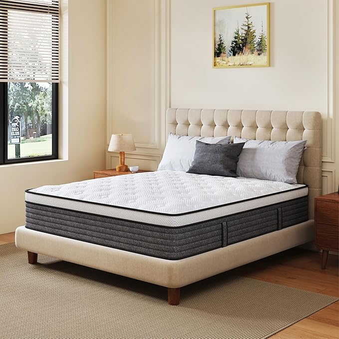 CH CHARME HOUSE Twin Mattress, 10 Inch Twin Size Hybrid in a Box, Medium Feel Foam and Individual Pocket Springs, Fiberglass Free Bed, Extra Edge Support, Pressure Relief, CertiPUR-US