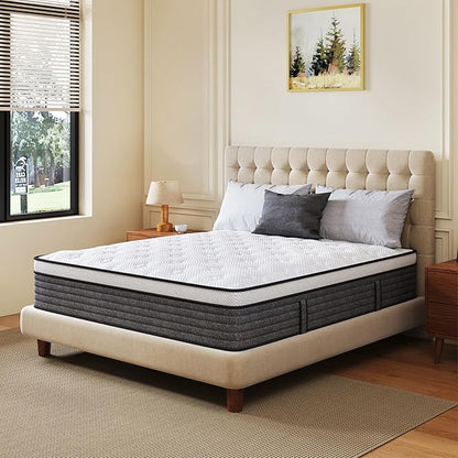 CH CHARME HOUSE Full Size Mattress, 10 Inch Full Hybrid Mattress in a Box, Medium Feel Foam and Individual Pocket Springs, Extra Edge Support, Pressure Relief, CertiPUR-US