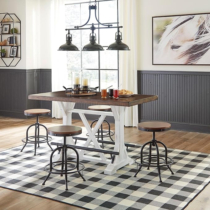 Signature Design by Ashley Valebeck Industrial Adjustable Height Swivel Barstool, 2 Count, Brown
