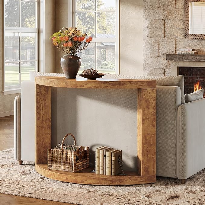 Tribesigns 2-Tier Console Table for Living Room, 47.24" Modern Entryway Table for Foyer, Hallway, Brown