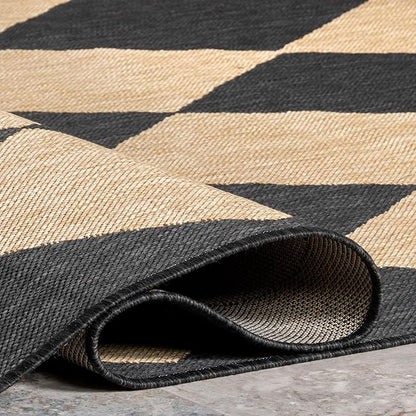 nuLOOM 2' x 10' Outdoor Performance Area Rug, Stain Resistant, Weather Resistant, High Traffic, Patio, Balcony, Outside, Sabina Dark Grey