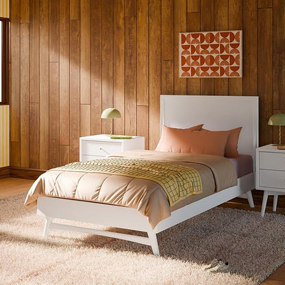 Babyletto Palma Twin Bed for Kids - Sturdy Wood Twin Bed Frames with Headboard - Modern Design & Low Height for Safety - Perfect for Kids Bedrooms/Guest Rooms/Small Home