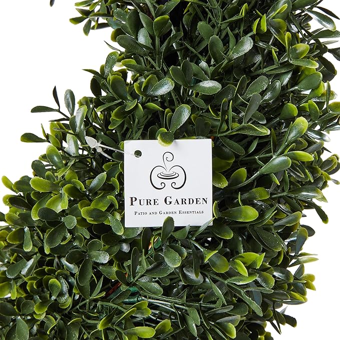 5 Ft Artificial Boxwood Spiral Topiary Tree - Realistic Fake Plant with Weighted Pot for Indoor or Outdoor Use - Artificial Plants for Living Room, Office, or Home Decor by Pure Garden (Green)