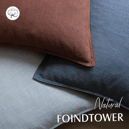 Foindtower Pack of 2, Decorative Linen Soild Throw Pillow Covers Soft Accent Euro Cushion Case Boho Farmhouse Pillowcase for Chair Couch Sofa Bedroom Living Room Home Decor 16 x 16 Inch Rust Red