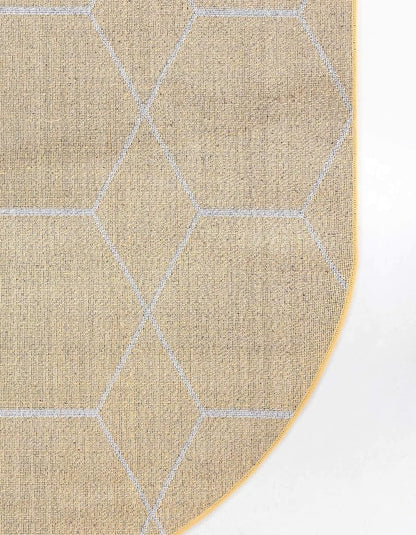 Unique Loom Trellis Frieze Collection Area Rug - Geometric (3' x 5' Oval, Yellow/ Ivory)