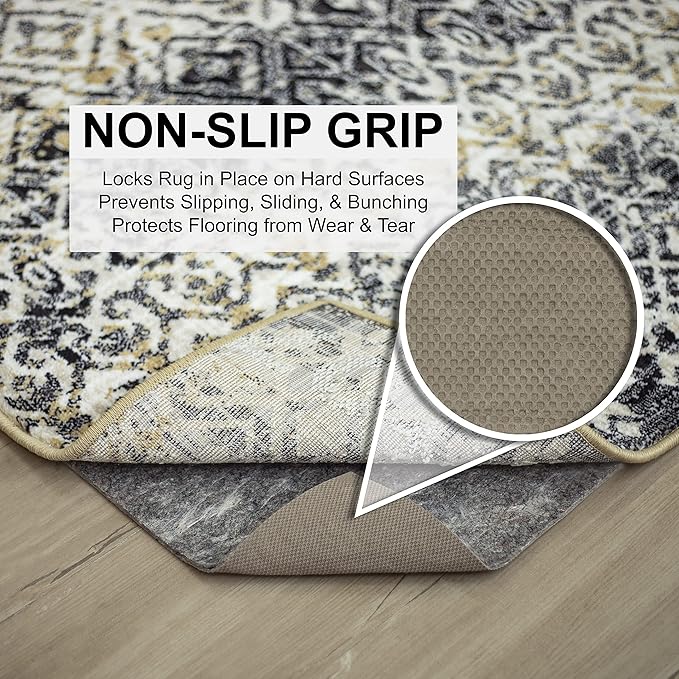 Mohawk Home 2' x 20' Non Slip Rug Pad Gripper 1/2 Thick Dual Surface Felt + Rubber Gripper - Safe for All Floors