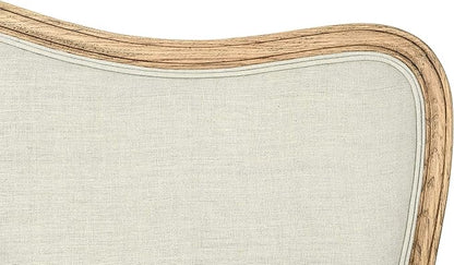 Creative Co-Op Modern Farmhouse Solid Oak Wood Headboard with Linen Upholstery, Natural and Beige, Queen
