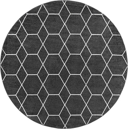 Unique Loom Trellis Frieze Collection Area Rug - Geometric (10' Round Dark Gray/Ivory)