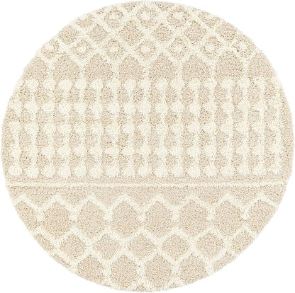 Livabliss Hapsburg Moroccan Shag Area Rug, 6'7" Round, Beige