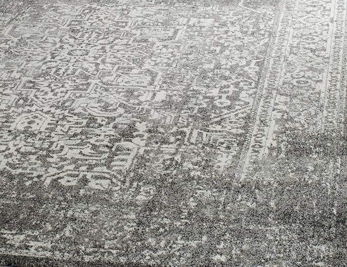 SAFAVIEH Area Rug 9x12 - Evoke Collection - Large - Grey & Ivory, Distressed Design, Non-Shedding & Easy to Clean, Ideal for Living Room, Bedroom, Dining Space (EVK256D)