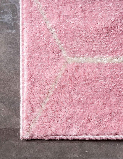 Unique Loom Trellis Frieze Collection Area Rug - Geometric (2' x 3' 1", Light Pink/ Ivory)