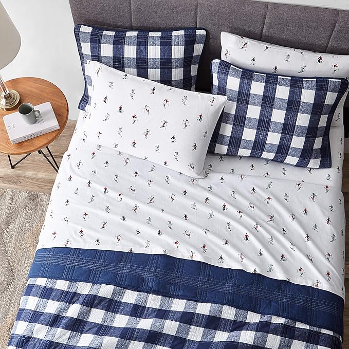 Eddie Bauer - Flannel Sheets Twin Size, Anti-Pilling & Wrinkle Resistant Cotton, Touchably Soft for All-Season Comfort - Bed Sheets with Matching Pillowcases & Fitted Sheet (Ski Slope)