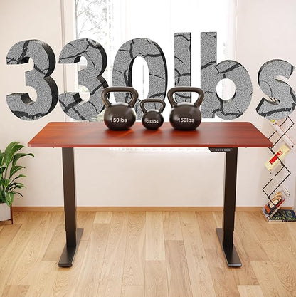 FLEXISPOT E6 MAX Dual Motor 55x28 Inch 3-Stage Heavy Duty Standing Desk, 330lbs Weight Capacity, Height Adjustable Desk w/Cable Management & Wheels (Seamless Mahogany Desktop + Black Frame)