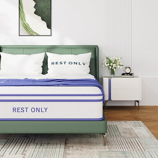 Queen Mattress 12 Inch, Rest Only Queen Hybrid Mattress in a Box, Memory Foam & Individually Wrapped Coils Pocket Spring for Motion Isolation and Pressure Relief, Medium Firm