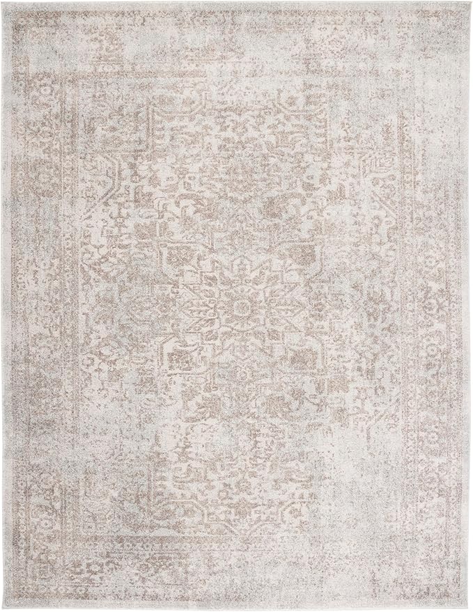SAFAVIEH Area Rug 8x10 - Evoke Collection - Large - Ivory & Taupe, Distressed Design, Non-Shedding & Easy Cleaning, Ideal for Living Room, Bedroom, Dining Space (EVK256E)