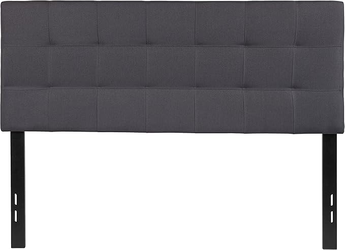 EMMA + OLIVER Quilted Tufted Upholstered Full Size Headboard in Dark Gray Fabric
