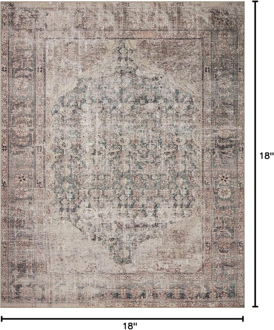 Loloi Amber Lewis Georgie Collection GER-08 Lagoon/Beige 18" x 18", .19" Pile Height, Sample Rug