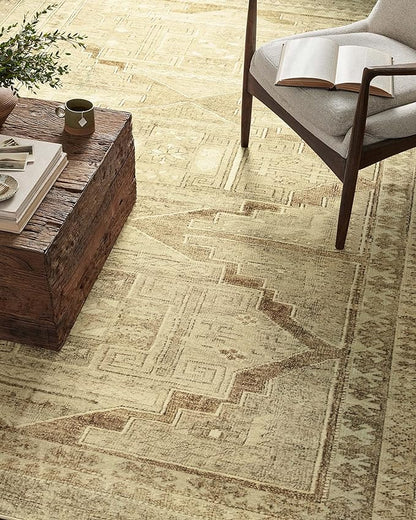 Loloi Magnolia Home by Joanna Gaines Sinclair Collection SIN-02 Khaki/Tobacco 2'-3" x 9'-6", .25" Pile Height, Machine Washable, Runner Rug