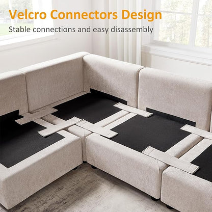 VANOMi Modular Sectional Sofa, Convertible Sofa Couch Modular Sofa with Ottoman, Sectional Sofas for Living Room Small Apartments