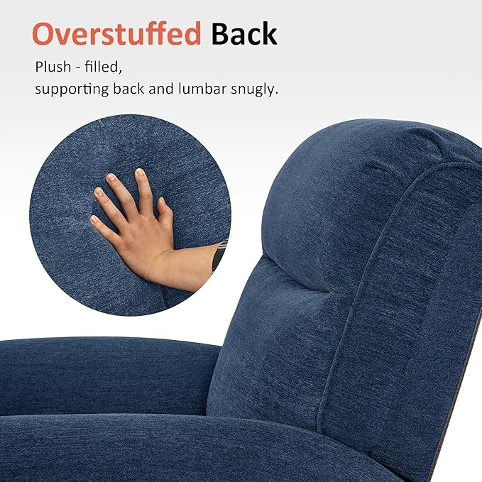 MCombo Dual Motor Power Lift Recliner Chair with Massage and Heat for Elderly, USB Ports, Lay Flat, Fabric 7666 (Navy Blue)