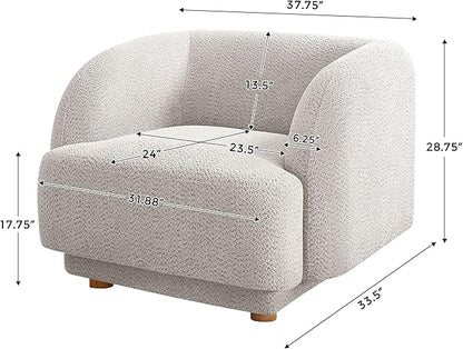 VANOMi Oversized Living Room Chair, Modern Comfy Accent Barrel Chairs, Single Sofa Chair with Wood Legs, Upholstered Armchair for Bedroom, Office, Waiting Room (Camel)