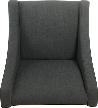 Homepop Home Decor | Upholstered Classic Swoop Arm Accent Chair | Accent Chairs for Living Room & Bedroom | Decorative Home Furniture, Dark Charcoal