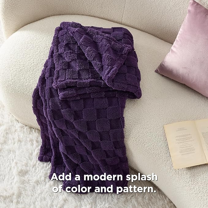 Bedsure GentleSoft Twin Blanket for Bed Purple - Super Soft Cozy Blankets for Women Men Girls, Cute Fuzzy Fleece Throws for Bedroom Couch, 60x80 Inches