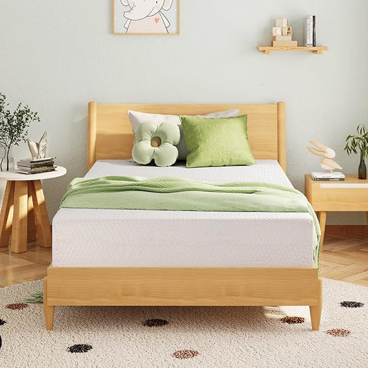 EGOHOME 8 Inch Queen Mattress, Memory Foam Mattress in a Box with Cooling Green Tea Gel, Relieve Pressure with Medium Firm Support, CertiPUR-US Certified, 80''L x 60''W, White