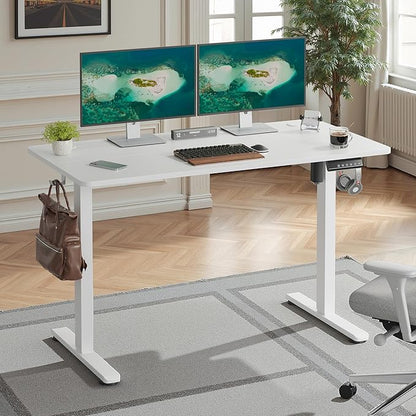 Casaphoria 47 x 24 inches Electric Standing Desk, Sit to Stand Desk with Memory Height Adjustment, Home Office Computer Desk for Writing and Games, White