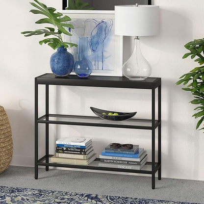 Henn&Hart 36" Wide Rectangular Console Table in Blackened Bronze, Entryway Table, Accent Table for Living Room, Hallway
