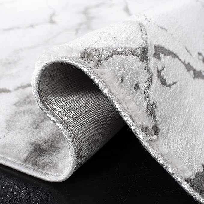SAFAVIEH Craft Collection Area Rug - 4' Square, Grey & Silver, Modern Abstract Design, Non-Shedding & Easy Care, Ideal for High Traffic Areas in Living Room, Bedroom (CFT877G)