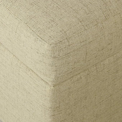 HomePop Woven Square Storage Ottoman with Wood Legs, Linen Tan