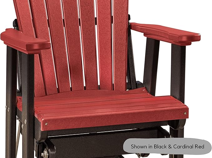 DutchCrafters Slat Fan Back Poly Adirondack Swivel Glider Outdoor Patio Chair (Tudor Brown & Cedar)