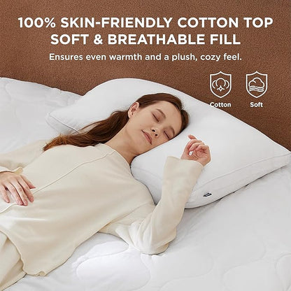 Bedsure Waterproof Heated Mattress Pad Twin - Cotton Bed Warmer with Memory & Preheat Functions, 10 Heat Settings & 12 Hour Shut Off, Single Controller, Electric Mattress Pad Twin, 39"x75"