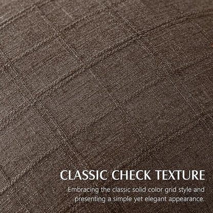 Foindtower Set of 2 Decorative Linen Check Throw Pillow Covers Neutral Farmhouse Vintage Cushion Covers Modern Boho Home Decor for Sofa Chair Couch Bedroom Living Room,20×20 Inch,Dark Brown