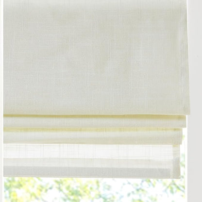 Madison Park Kyler Cordless Roman Shades - Single Panel, Lightweight Linen Blend Fabric, Natural Design, Easy Installation, Light Filtering Window Blind, Bedroom, Living Room Decor 27"W x 64"L Ivory