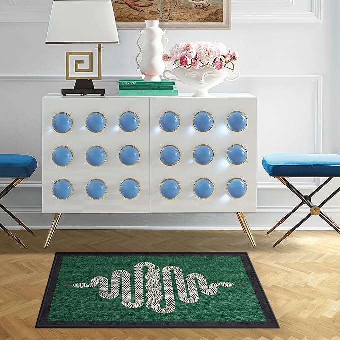 RUGGABLE x Jonathan Adler Machine Washable Modern Area Rug – Venom Emerald 2x3, Stain-Resistant, Non-Slip – Small Rugs for Living Room, Bedroom, Hallway, Entryway & Bathroom–with Standard Pad