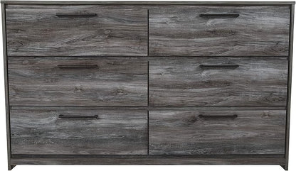 Signature Design by Ashley Baystorm Rustic Coastal 6 Drawer Dresser, Smoky Gray