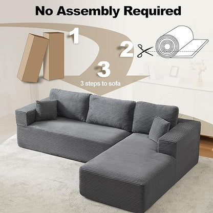 106" Cloud Modular Sectional Sofa Couch with L-Shape Chaise,Modern Boneless Sectional Couch with Deep Seat,Upholstered Couches for Living Room Bedroom,No Assembly Required,Dark Grey