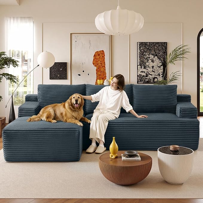 96''Sectional Couches for Living Room,Modern Modular Sectional Sofa,Upholstered Boneless Couch with Pockets,Comfy Cloud Couch with L Shaped Chaise(Dark Grey, 96''W Left Facing Chaise)