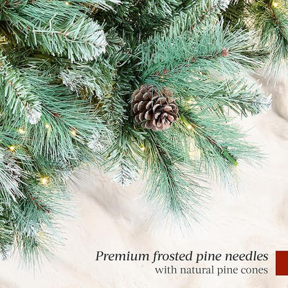Best Choice Products 6ft Pre-Lit Scotch Pine Christmas Tree, Premium Frosted Pre-Decorated Artificial Holiday Decor w/ 946 Branch Tips, 2-in-1 White and Multicolor LED Lights, Cordless Setup