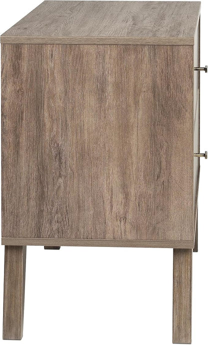 Prepac Milo Mid-Century Modern 2 Drawer Nightstand, Bedside Table, Contemporary Bedroom Furniture, 16"D x 25"W x 25"H, Drifted Gray
