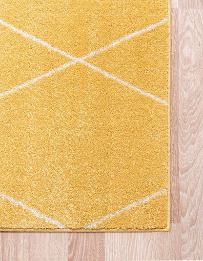 Unique Loom Trellis Frieze Collection Area Rug - Geometric (7' 10" Square, Yellow/ Ivory)