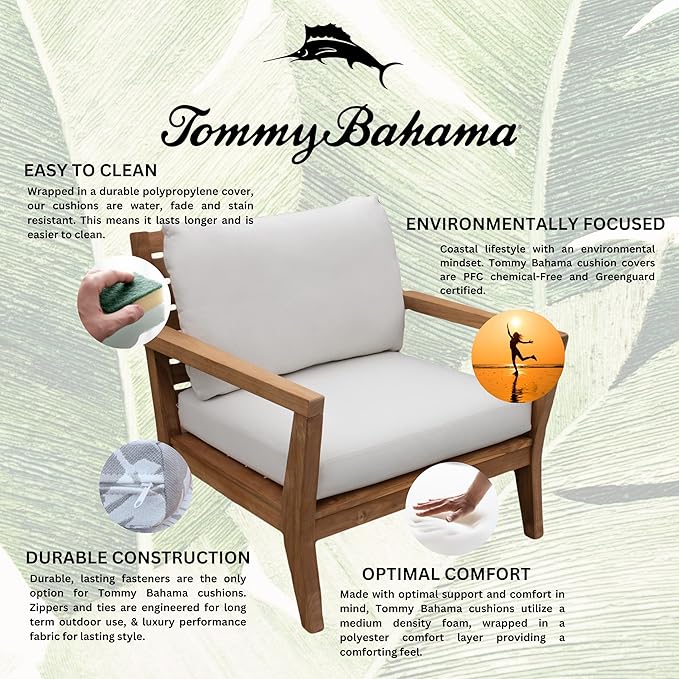Tommy Bahama Deep Seating Lounge Cushion, 23" X 24" X 4", Bamboo Bay Bone
