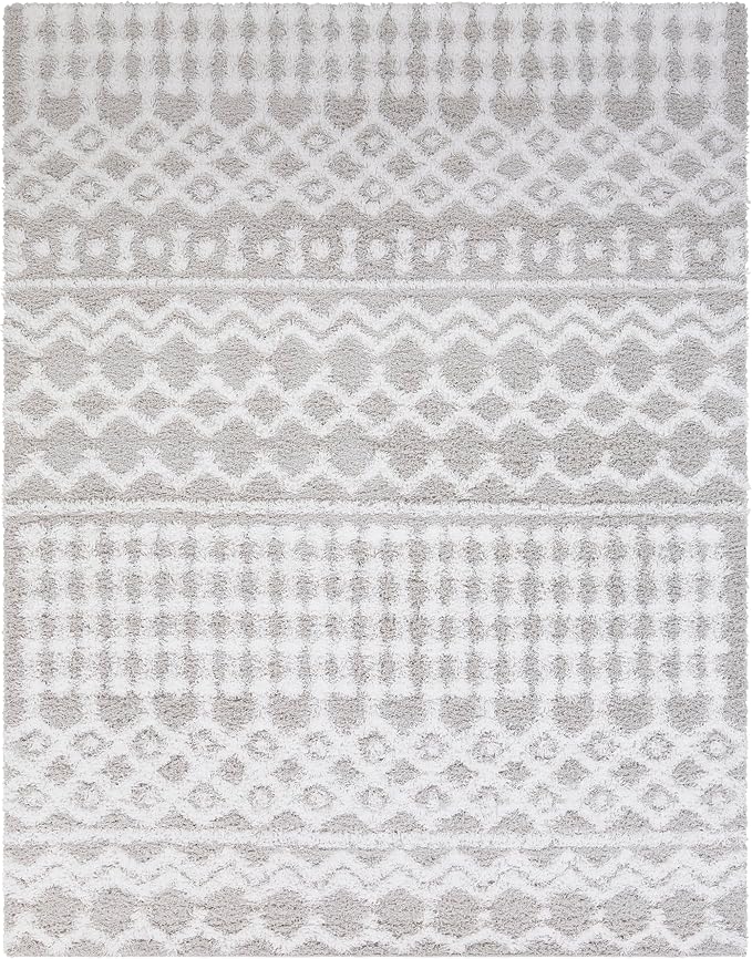 Livabliss Hapsburg Moroccan Shag Area Rug, 7'10" x 10'2", Light Gray