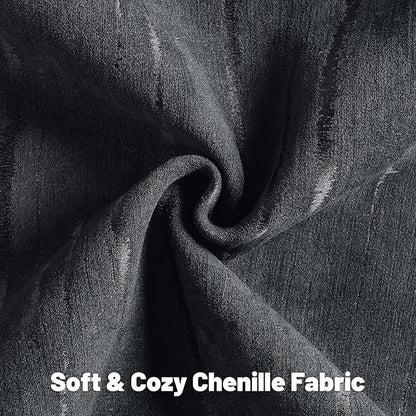 FUTEI Black Chenille Decorative Throw Pillow Covers 20x20 Inch Set of 2,Soft Embossed Striped Textured Cushion Case,Modern Home Decor for Couch Bed Living Room